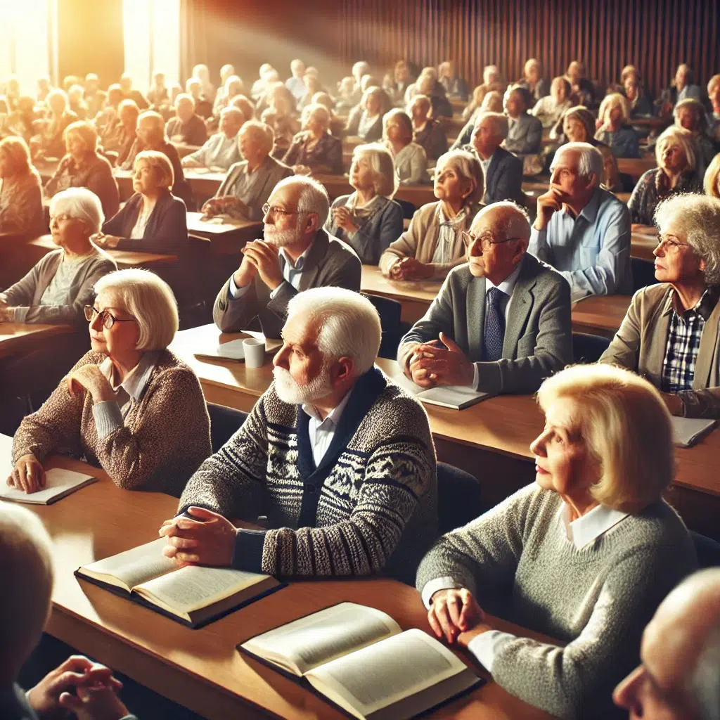 Aula plena de gent gran